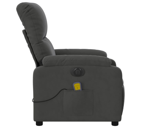 Sillón reclinable masaje eléctrico tela microfibra gris oscuro