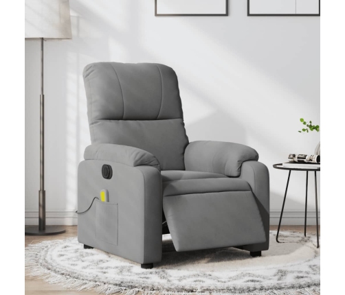 Sillón reclinable masaje eléctrico tela microfibra gris oscuro