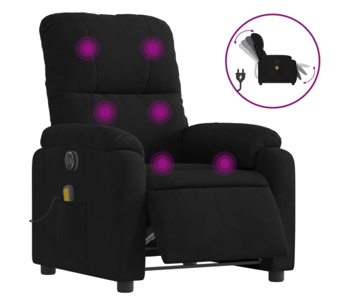 Sillón reclinable de masaje eléctrico tela de microfibra negro