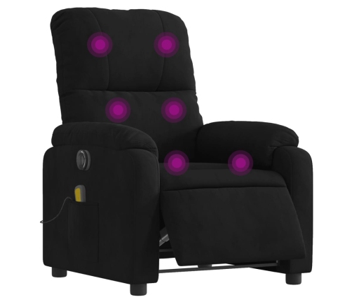 Sillón reclinable de masaje eléctrico tela de microfibra negro