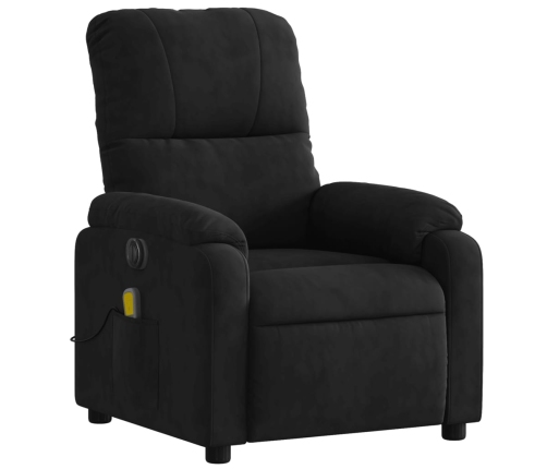 Sillón reclinable de masaje eléctrico tela de microfibra negro