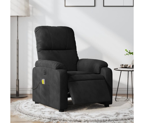 Sillón reclinable de masaje eléctrico tela de microfibra negro