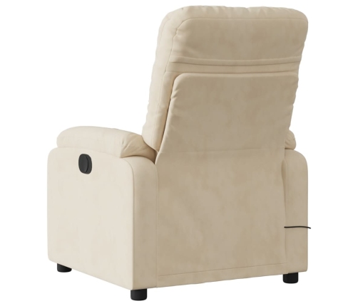 Sillón reclinable masaje eléctrico tela microfibra color crema