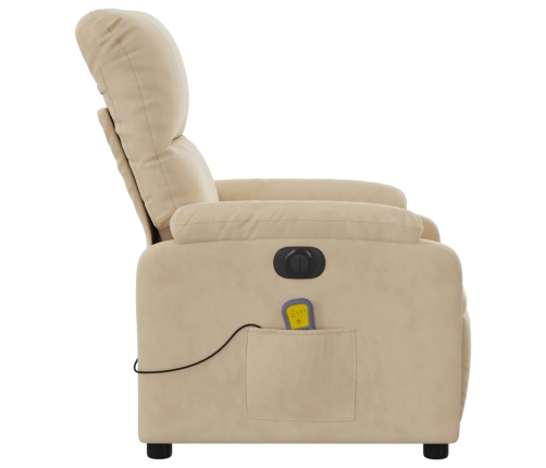 Sillón reclinable masaje eléctrico tela microfibra color crema