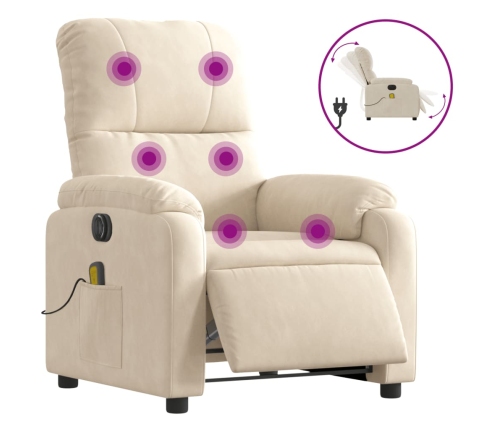 Sillón reclinable de masaje eléctrico tela de microfibra beige