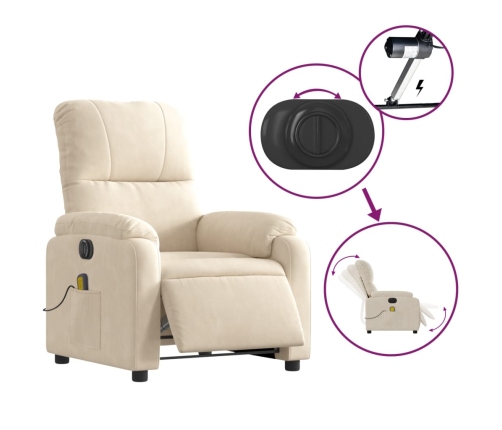 Sillón reclinable de masaje eléctrico tela de microfibra beige