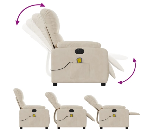 Sillón reclinable de masaje eléctrico tela de microfibra beige