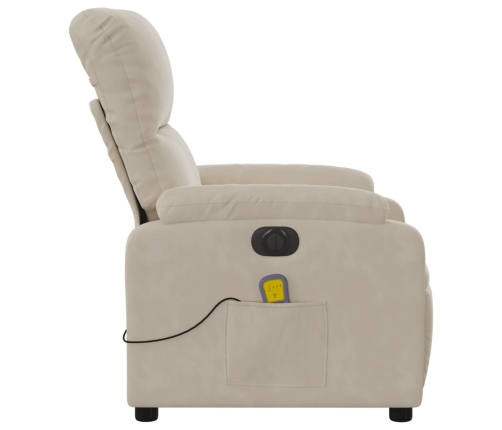 Sillón reclinable de masaje eléctrico tela de microfibra beige