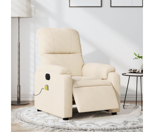 Sillón reclinable de masaje eléctrico tela de microfibra beige