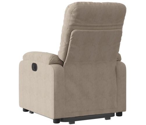 Sillón reclinable elevable tela de microfibra gris taupe