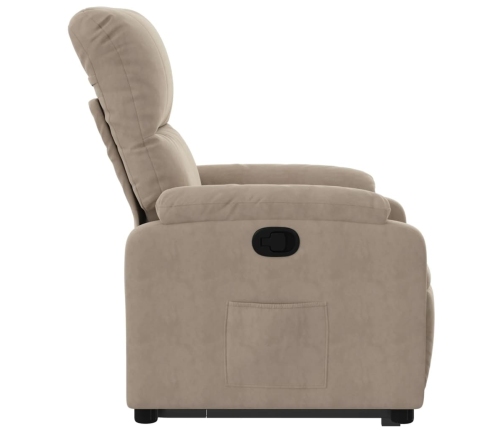 Sillón reclinable elevable tela de microfibra gris taupe