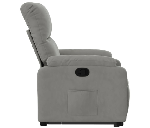 Sillón reclinable elevable tela de microfibra gris claro