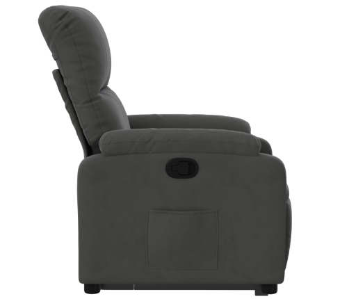 Sillón reclinable elevable tela de microfibra gris oscuro