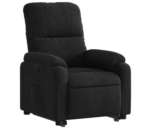 Sillón reclinable elevable tela de microfibra negro