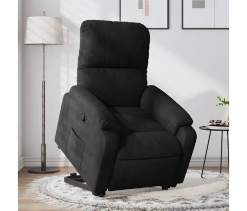 Sillón reclinable elevable tela de microfibra negro