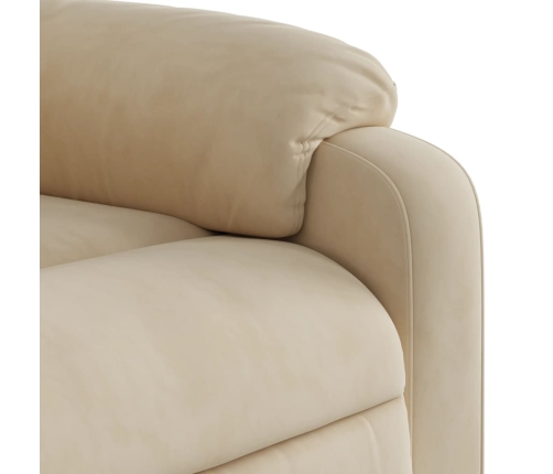 Sillón reclinable elevable tela de microfibra color crema