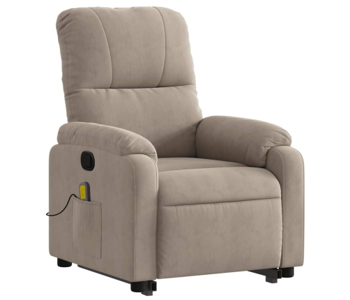 Sillón reclinable de masaje elevable tela microfibra gris taupe