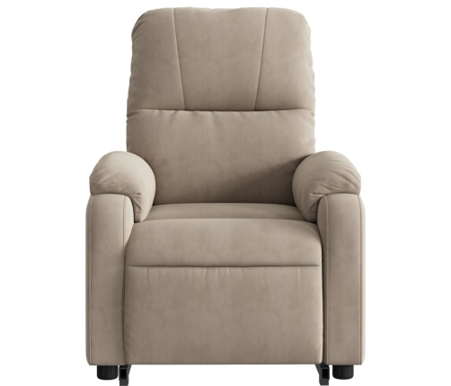 Sillón reclinable de masaje elevable tela microfibra gris taupe