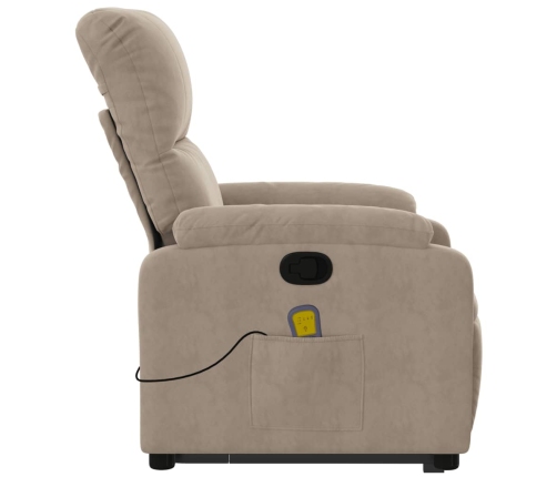 Sillón reclinable de masaje elevable tela microfibra gris taupe