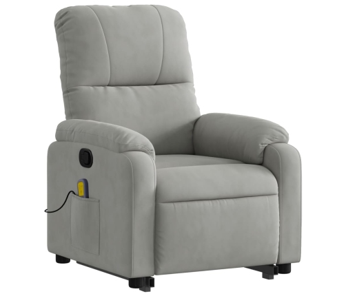 Sillón reclinable de masaje elevable tela microfibra gris claro