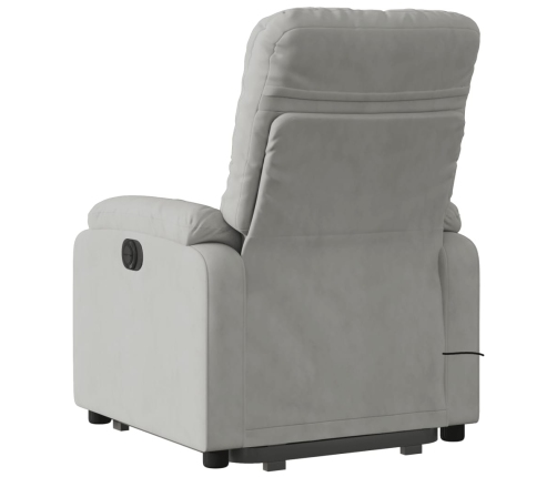 Sillón reclinable de masaje elevable tela microfibra gris claro