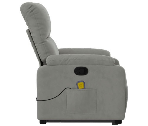 Sillón reclinable de masaje elevable tela microfibra gris claro