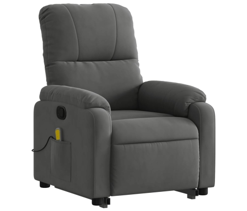 Sillón reclinable masaje elevable tela microfibra gris oscuro