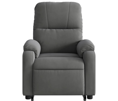 Sillón reclinable masaje elevable tela microfibra gris oscuro