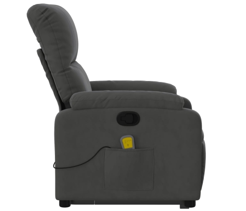 Sillón reclinable masaje elevable tela microfibra gris oscuro