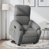 Sillón reclinable masaje elevable tela microfibra gris oscuro