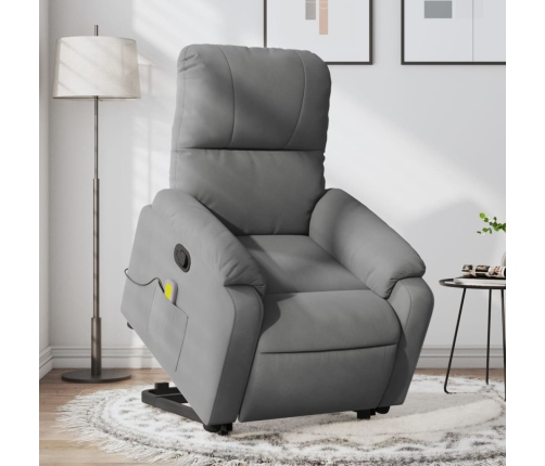 Sillón reclinable masaje elevable tela microfibra gris oscuro