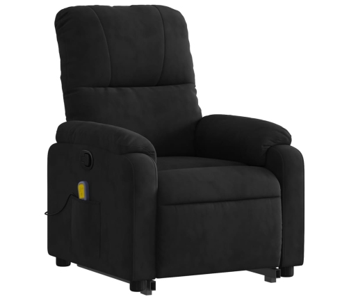 Sillón reclinable de masaje elevable tela de microfibra negro