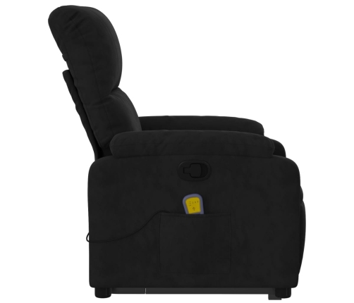 Sillón reclinable de masaje elevable tela de microfibra negro