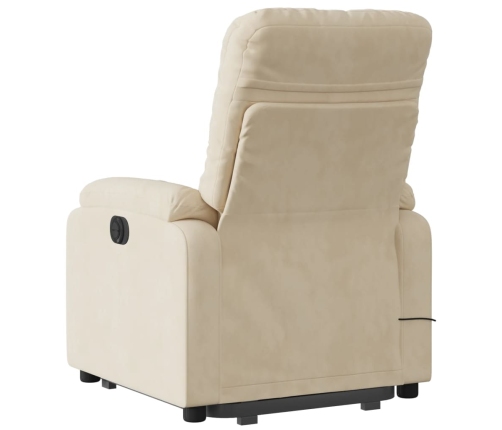 Sillón reclinable de masaje elevable tela de microfibra crema