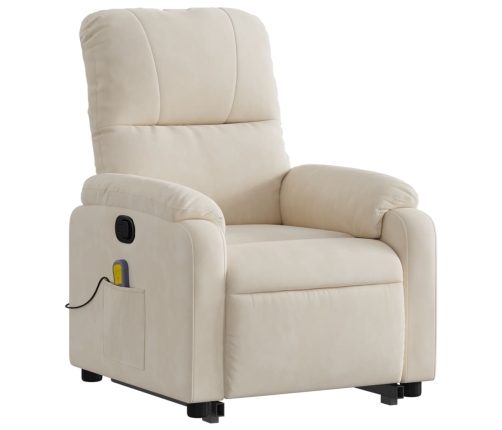 Sillón reclinable de masaje elevable tela de microfibra beige