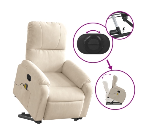 Sillón reclinable de masaje elevable tela de microfibra beige