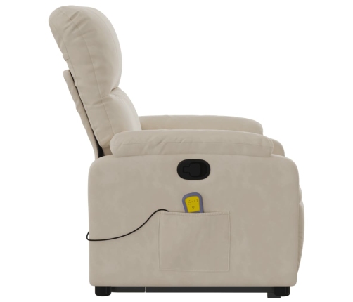 Sillón reclinable de masaje elevable tela de microfibra beige