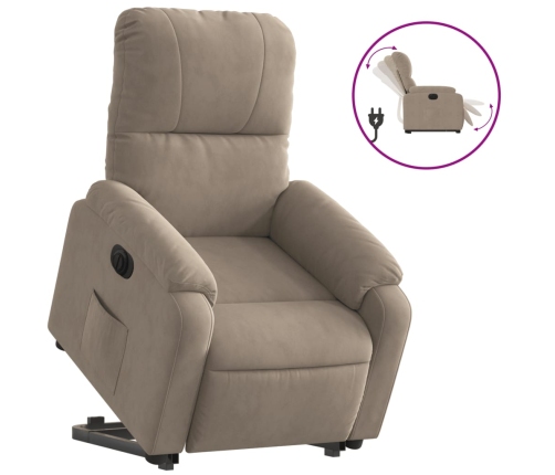 Sillón eléctrico reclinable elevable tela microfibra gris taupe