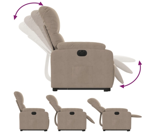 Sillón eléctrico reclinable elevable tela microfibra gris taupe