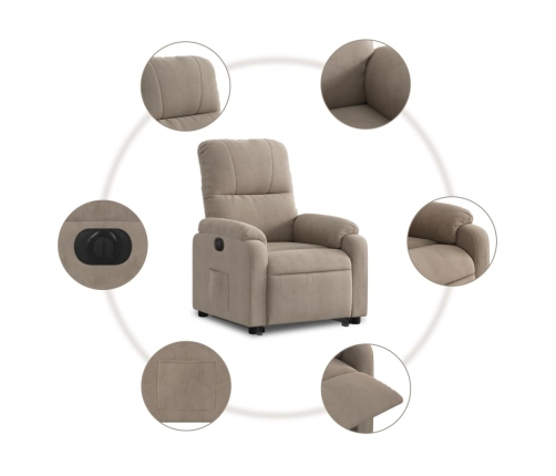 Sillón eléctrico reclinable elevable tela microfibra gris taupe