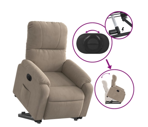 Sillón eléctrico reclinable elevable tela microfibra gris taupe