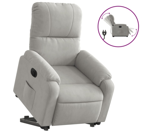 Sillón eléctrico reclinable elevable tela microfibra gris claro