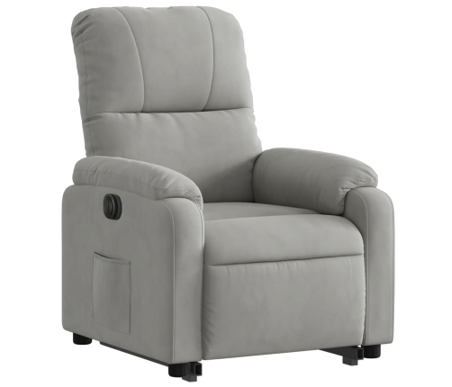 Sillón eléctrico reclinable elevable tela microfibra gris claro