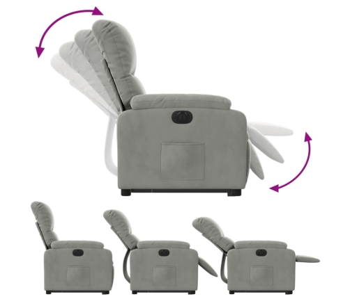 Sillón eléctrico reclinable elevable tela microfibra gris claro