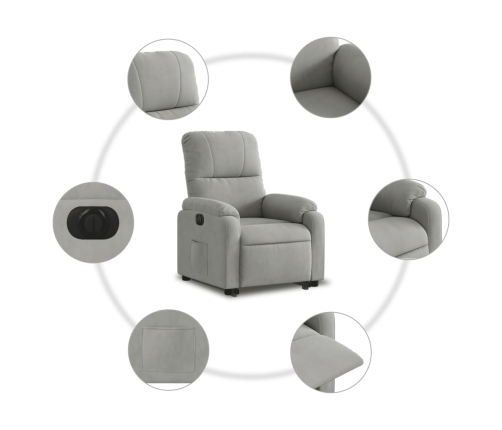 Sillón eléctrico reclinable elevable tela microfibra gris claro