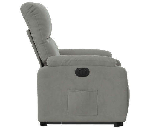 Sillón eléctrico reclinable elevable tela microfibra gris claro