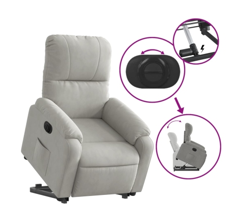 Sillón eléctrico reclinable elevable tela microfibra gris claro