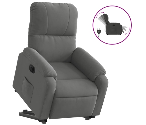 Sillón eléctrico reclinable elevable tela microfibra gris