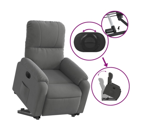 Sillón eléctrico reclinable elevable tela microfibra gris