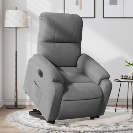 Sillón eléctrico reclinable elevable tela microfibra gris